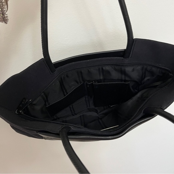 Tumi Black Travel Laptop Leather Canvas Bag - Picture 6 of 6